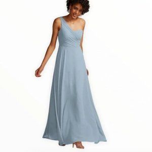 David's Bridal Dusty Blue One Shoulder Dress